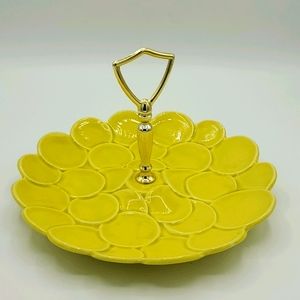 Vintage USA pottery plate with handle